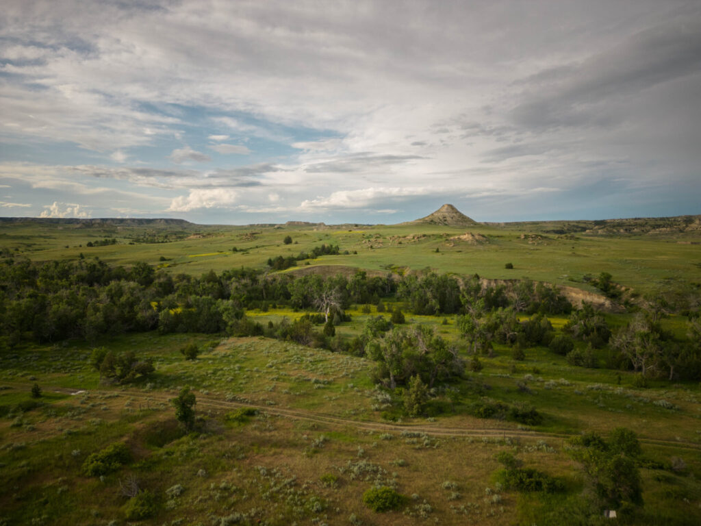 Aerial view of eastern Montana ranch